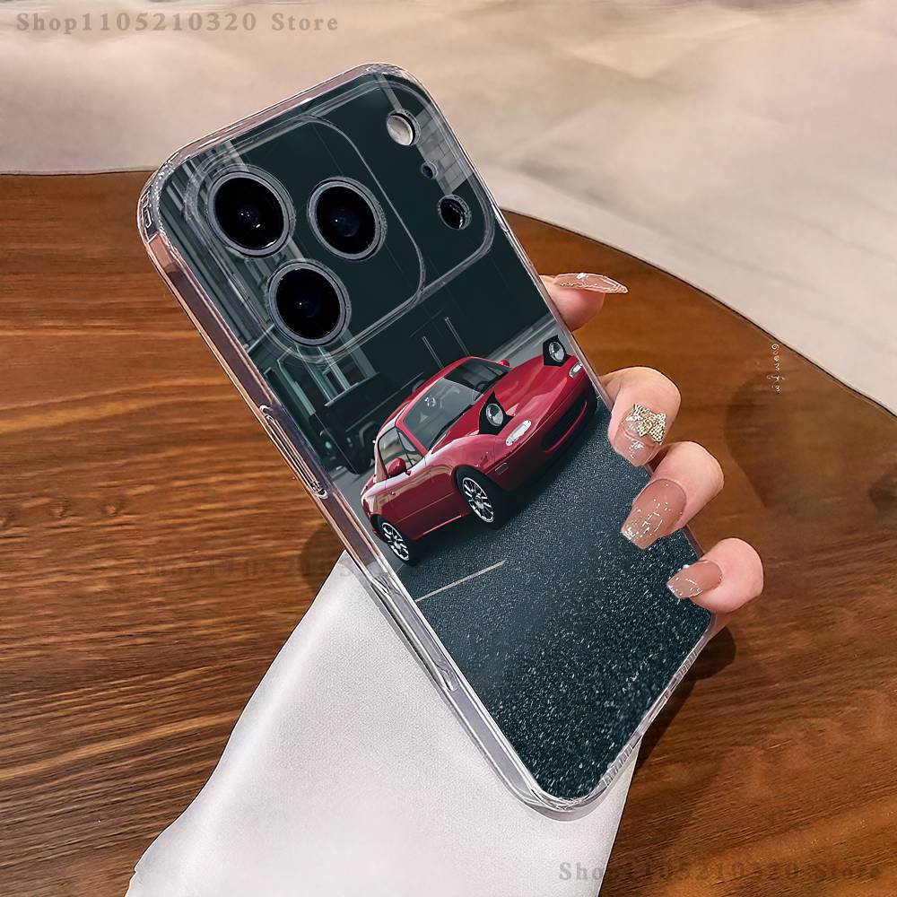 Cute M-Miata M-Mx5 Red Car Phone Case For iPhone 17,16,15,14,13,12,11 Pro,Max,Plus,X,XS,XR,SE4,E Mini Transparent Soft Cover
