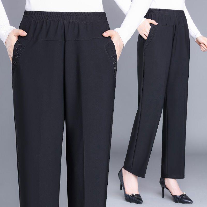 High-Waisted Velvet Elastic Pants for Middle-Aged and Elderly Women - Winter/Autumn Style