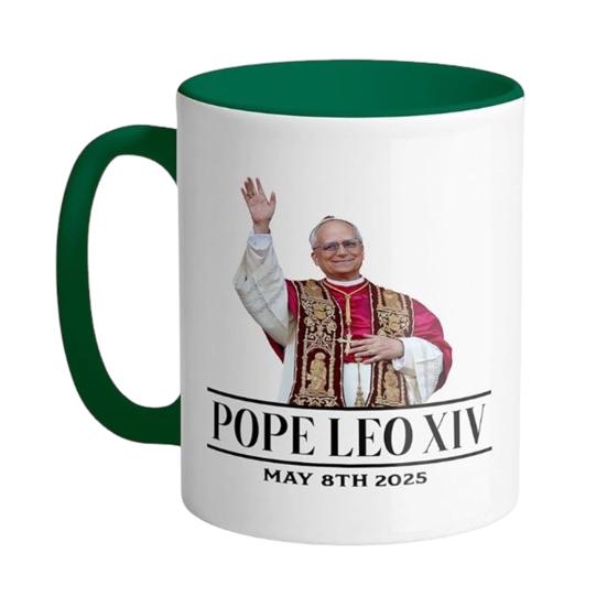 

Смешная кофейная кружка Папа Лев XIV Памятная кружка Подходит для микроволновой печи Керамическая кружка Оригинальная чайная чашка Идея для подарка темно-зеленого
