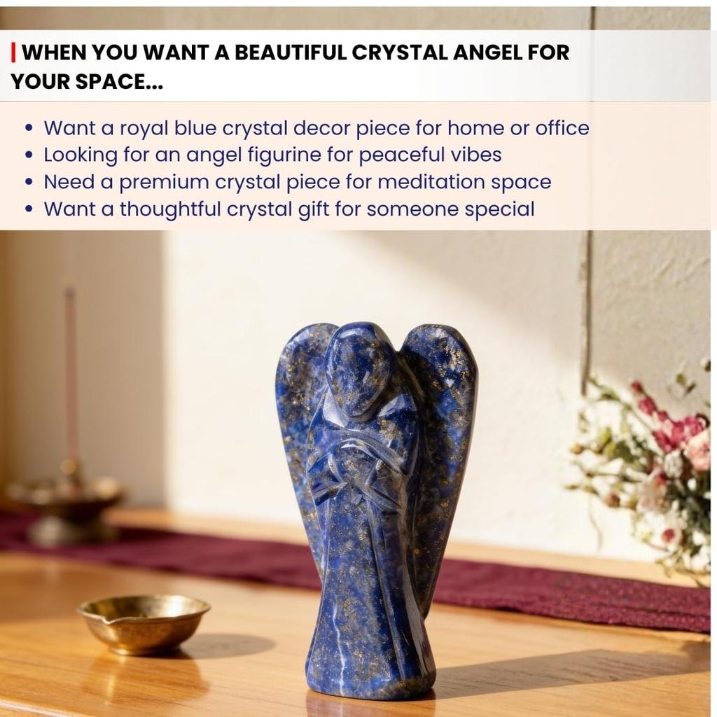 Plus Value Natural Lapis Lazuli Angel (Lajward, Lajwart) Statue Figurine Handcarved Stone for Self Awareness - Reiki Chakra Aura Healing Crystal