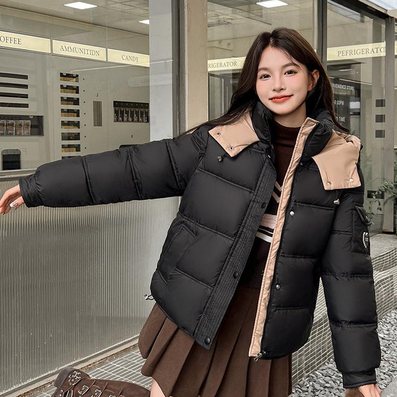 Short down cotton jacket women's Korean version 2025 autumn/winter new product thickened hooded fashionable loose warm padded jacket jacket