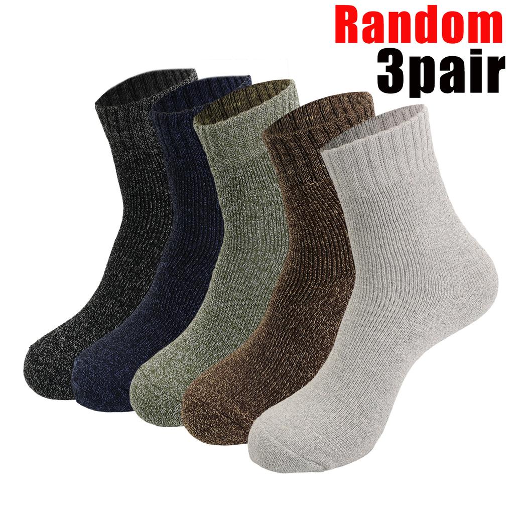 5Pairs Men's Thermal Winter Socks Thickened Mid-Calf Crew Socks Warm Comfortable Long Sock Outdoor Climbing Cold Weather Sox