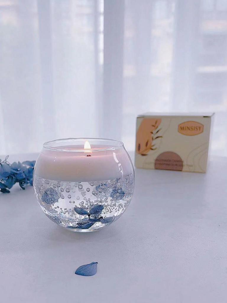 1 cup of blue floating flower scented candles, used for home decoration, rooms, bedrooms, study rooms, Valentine's Day gifts.