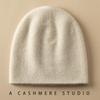 Women's Double-Sided 100% Pure Cashmere Beanie - Versatile Warm Knit Hat for Autumn/Winter