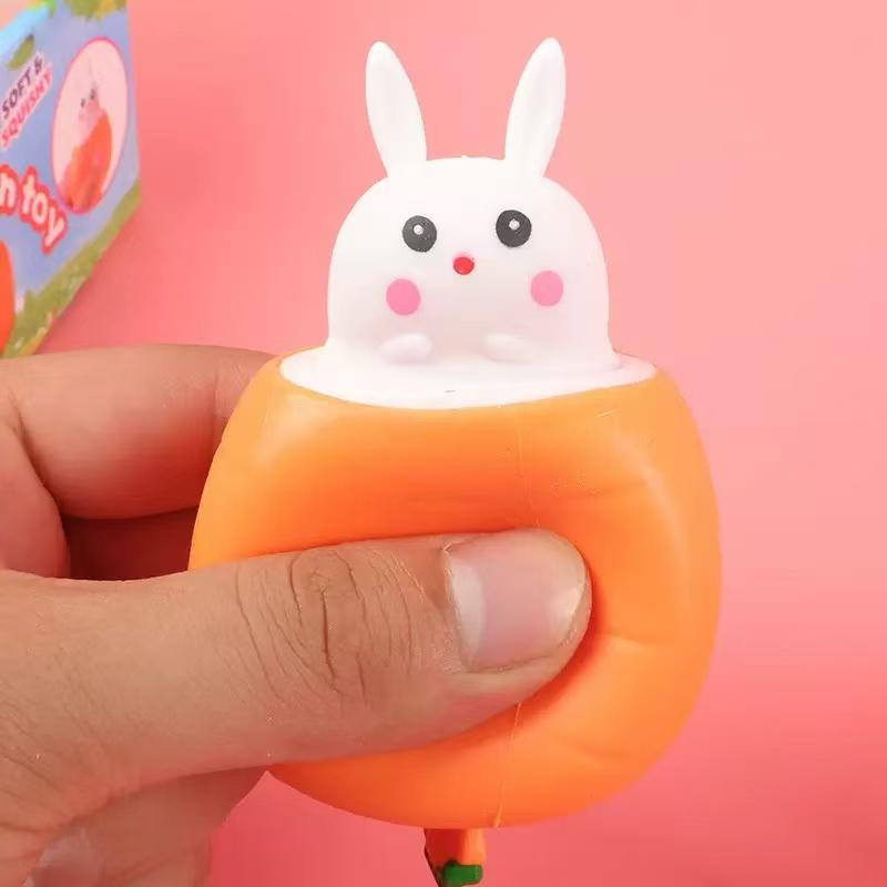 ** Squishy Carrot Rabbit Squeeze Telescopic Toys Kids Children'S Radish Rabbit Cup Pinch Music Toy Creative Stress Reli