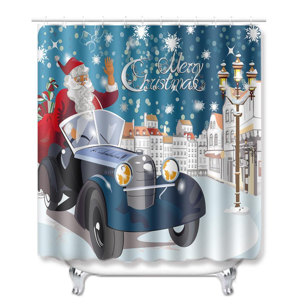 Christmas Home Door Mat Bathroom Toilet Shower Curtain Four-Piece Floor Mat Bedroom Absorbent Carpet