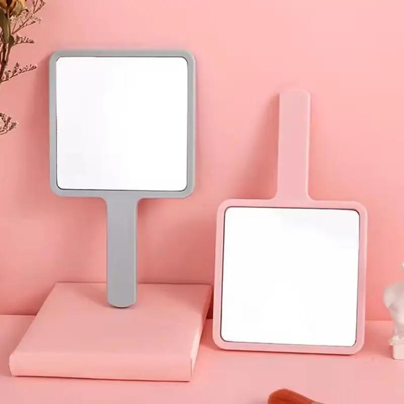 Portable Travel Makeup Mirror With Plastic Handle - Square Vanity Mirror, Perfect Gift, Suitable For Women, Beauty Accessory