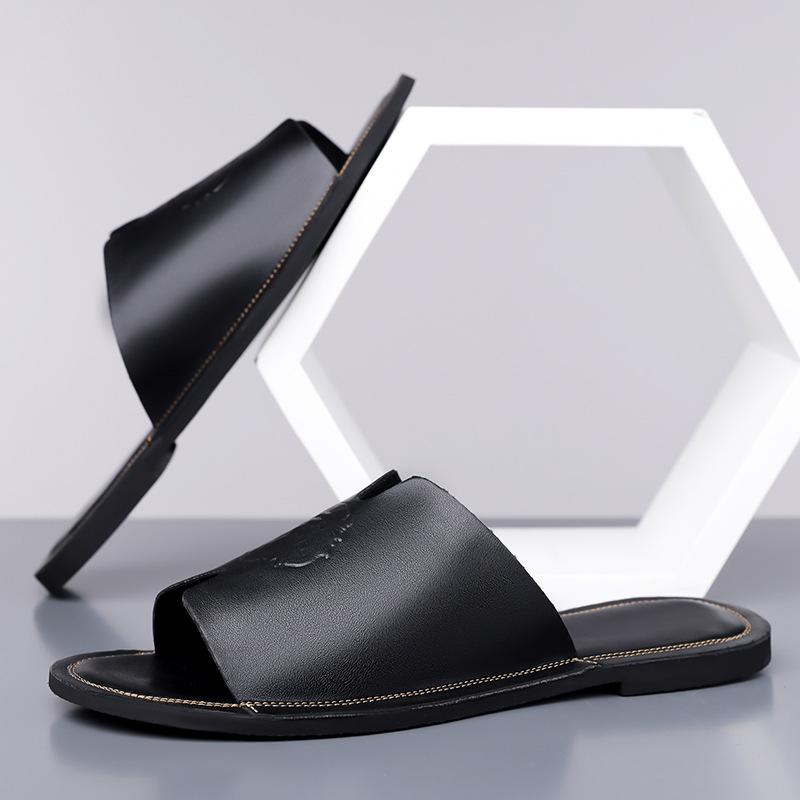 Summer New Outdoor Slippers Korean Version of Trendy Men's Sandals Non-slip One-word Drag Men's Beach Shoes Large Size