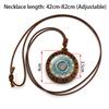 Elegant Glass Pendant Necklace With Geometric Design Vintage Brown Wax Rope Jewelry For Women And Men
