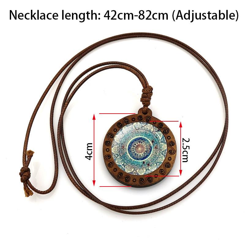 Elegant Glass Pendant Necklace With Geometric Design Vintage Brown Wax Rope Jewelry For Women And Men