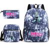 3Pcs/set Anime Cartoon Hatsune Miku Printed Backpack with Shoulder Bag Pencil Case for Teenager Student Boy Girl Large Capacity Waterproof Schoolbag