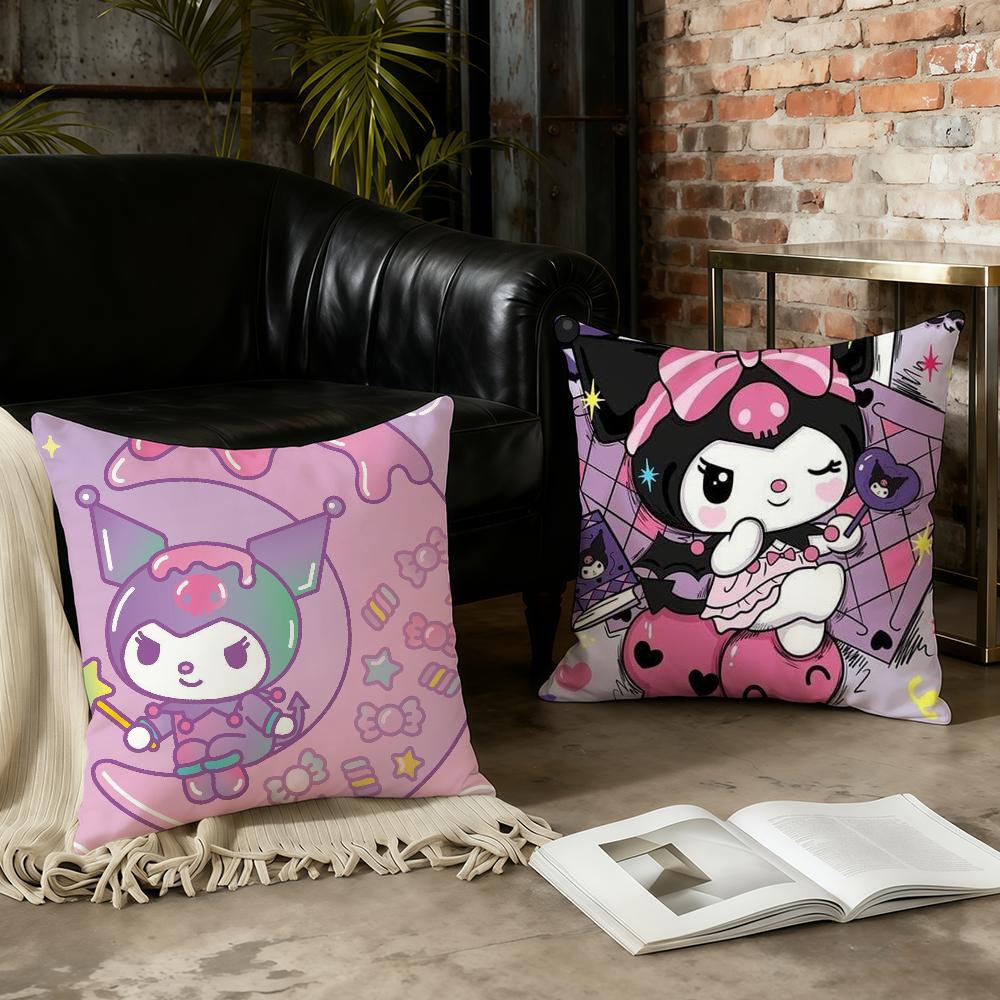 K-Kuromi Fashion Cushion Cover Birthday Anniversary Gifts Double Sided Printed Zipper Cushion Cover Soft Skin Bedding
