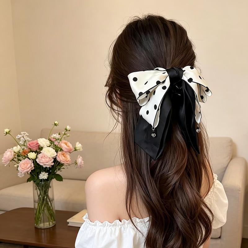 Handmade Chiffon Floral Bow Ponytail Clip for Voluminous Hair