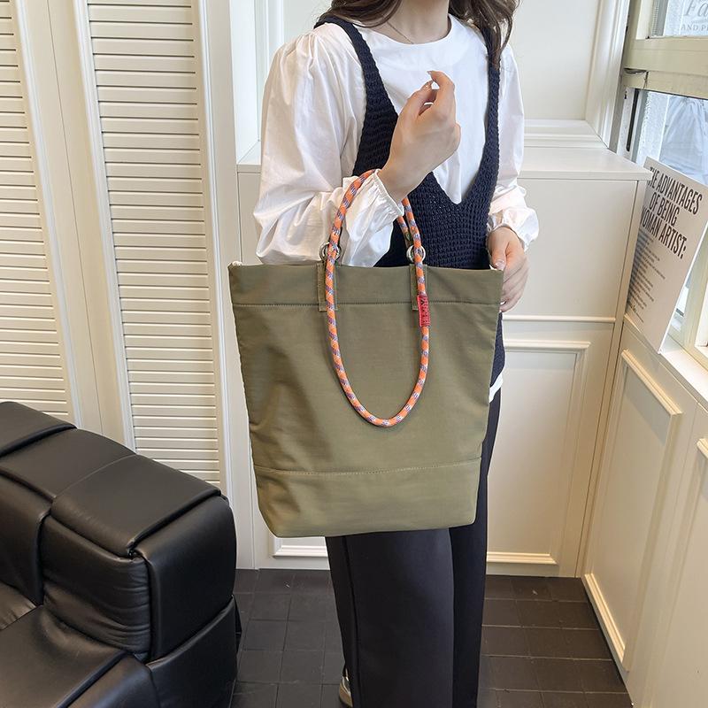 Outdoor Sports Shoulder Bag, Women's New Style, Colorful Rope Design, Large Capacity Tote Bag, Waterproof Nylon Cloth Backpack