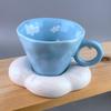 Ceramic cloud cup high value milk Mengmeng hand pinch irregular ceramic cup saucer tulip coffee cup water cup