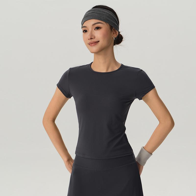 2026 Women s Quick-Dry Short-Sleeve Slim Fit Pilates Training T-Shirt M