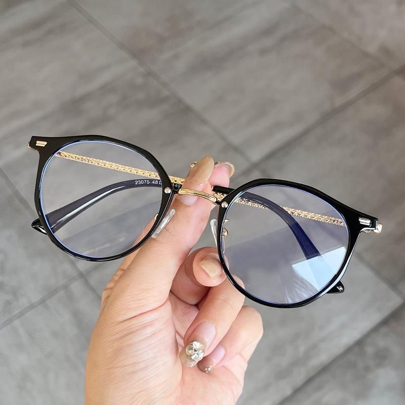 Material Glasses Women Round Shape Blue Light Blocking Women'S Eyeglass Frame European American Glass For Men