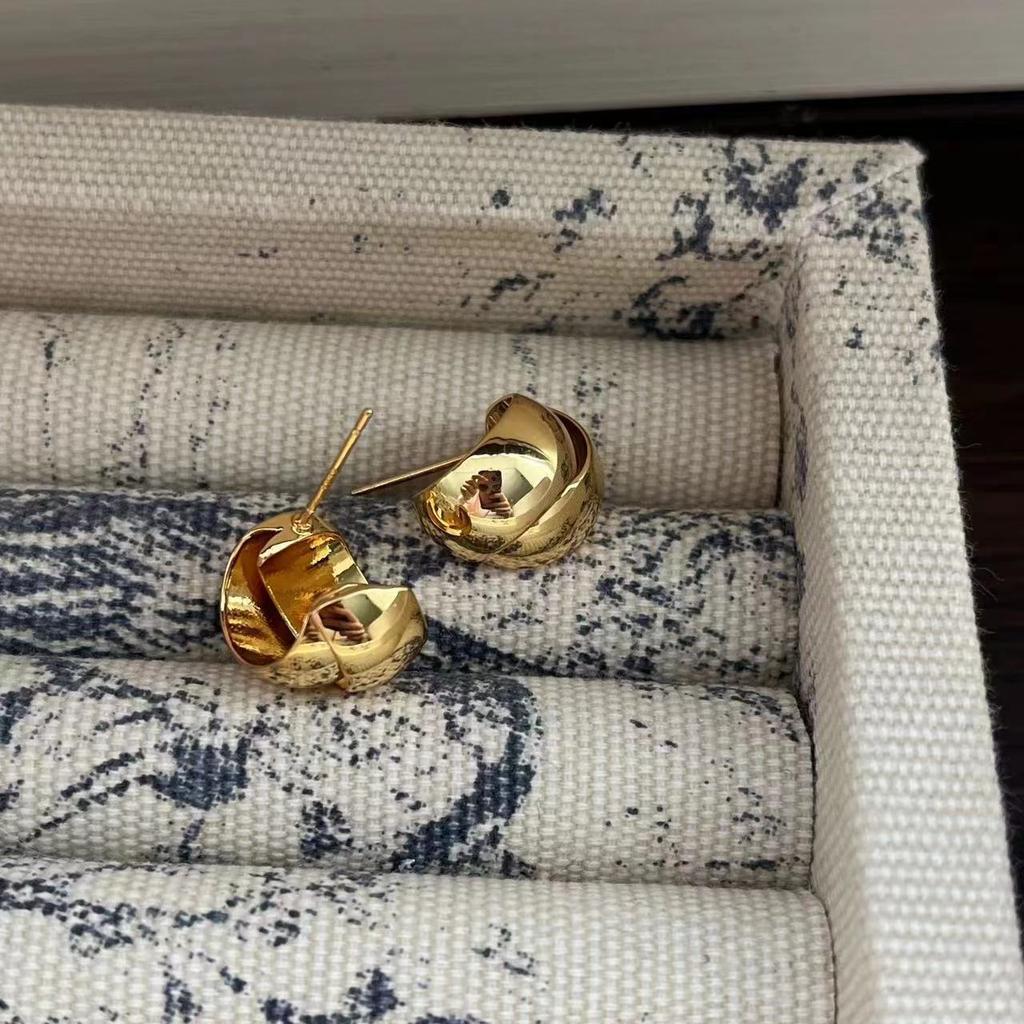 Unique Woven Design Light Luxury Simple Geometric Stud Earrings Metal High-End Trendy Stud Earrings Earrings
