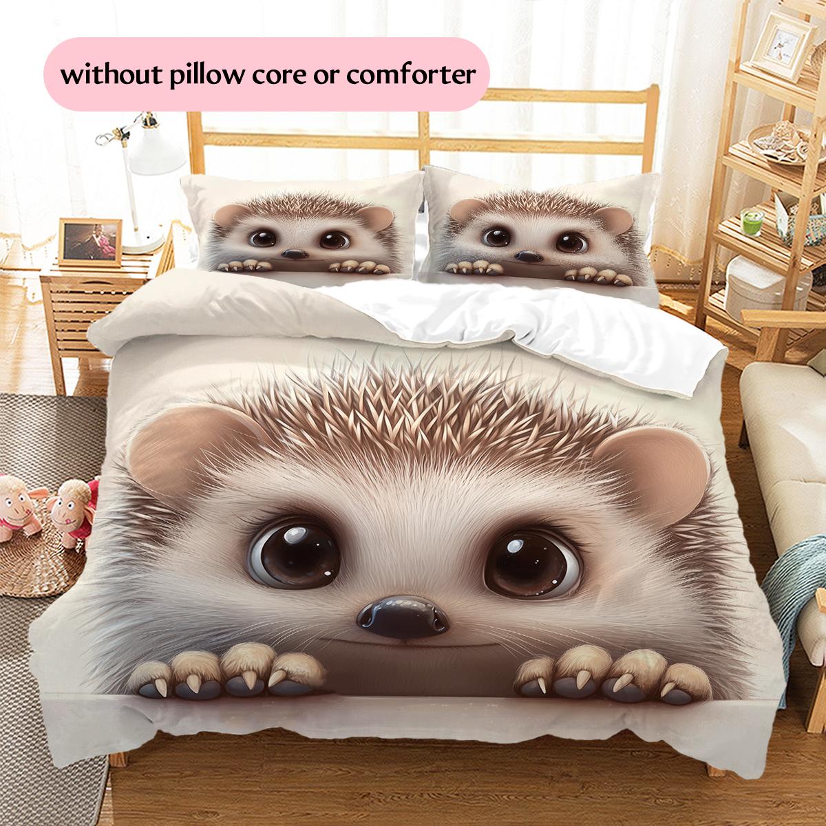 

Yellow Hedgehog Pattern Bedding Home Decoration Birthday Gift (1 * duvet cover + 2 * pillowcase, without core) 135x200cm