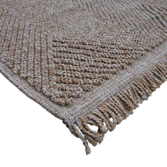 Tapis aspect jute salon losanges beige 190x290