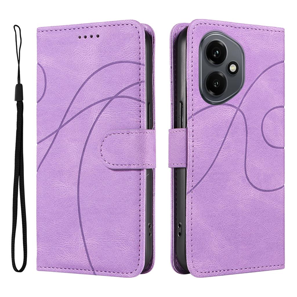 For Honor 400 5G (Global) Lommeboketui Skinn Telefondedeksel Stativ med Buet Linjedesign