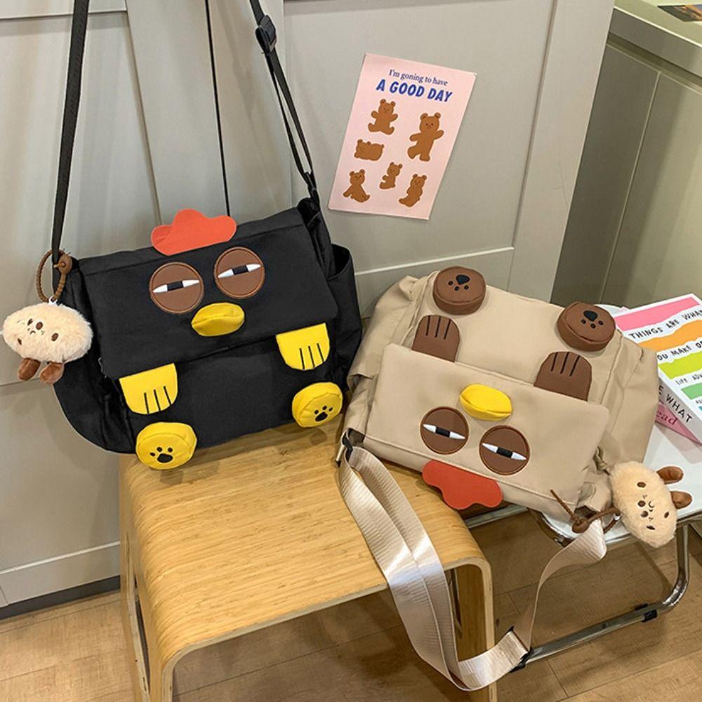 Cartoon Hen Shape School Bag Cute Students Book Bag Fashion Chicken Nylon Shoulder Bag  Travel