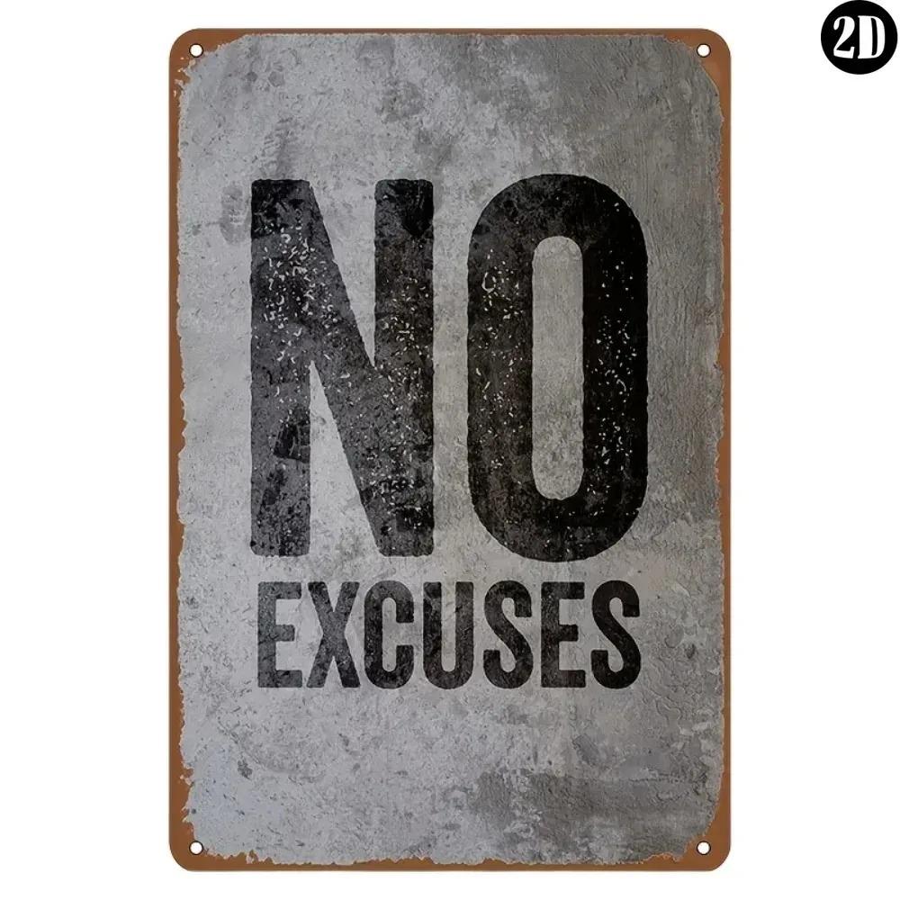 

No Excuses Vintage Fitness Metal Sign Tinplate Gym Motivation Art Decor 20x30cm