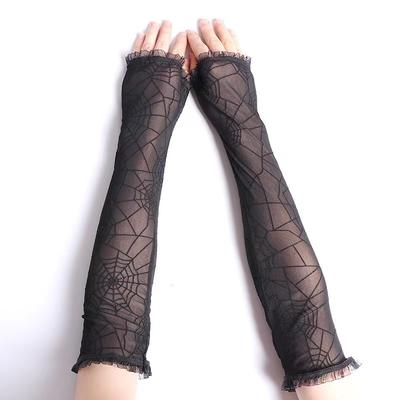 Gotyckie Lolita Dziewczyny Czarne Rękawiczki Pajęczyna Bez Palców Koronkowe Siateczkowe Mitki Punk Harajuku Kobiety Seksowne Rękawy Długości Do Połowy Palca Nowe