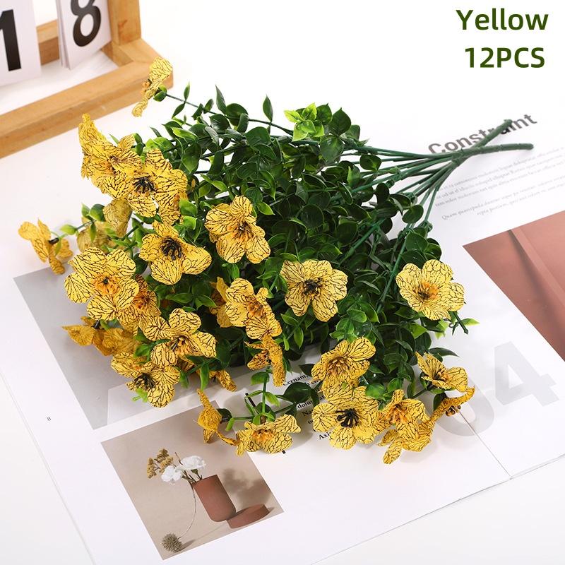 

12 Bundles,Uv-Resistant Artificial Daisy Flowers - Mixed Colors, Faux Silk Boxwood For Outdoor Decor