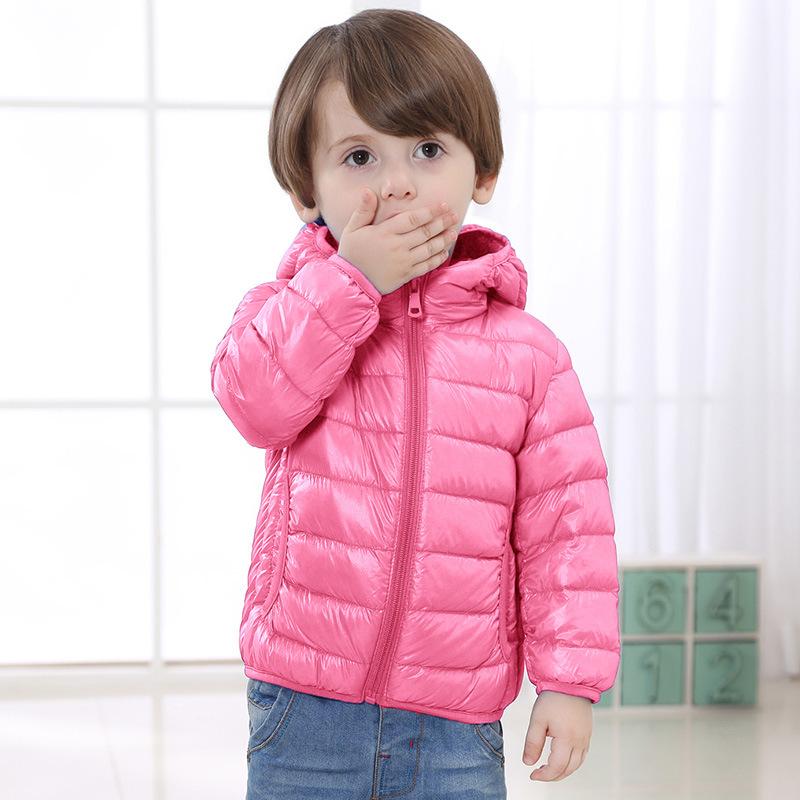 

Осенние и зимние детские пуховики, детские зимние куртки с капюшоном для мальчиков, ультралегкие портативные зимние пуховики для девочек 110cm розовый