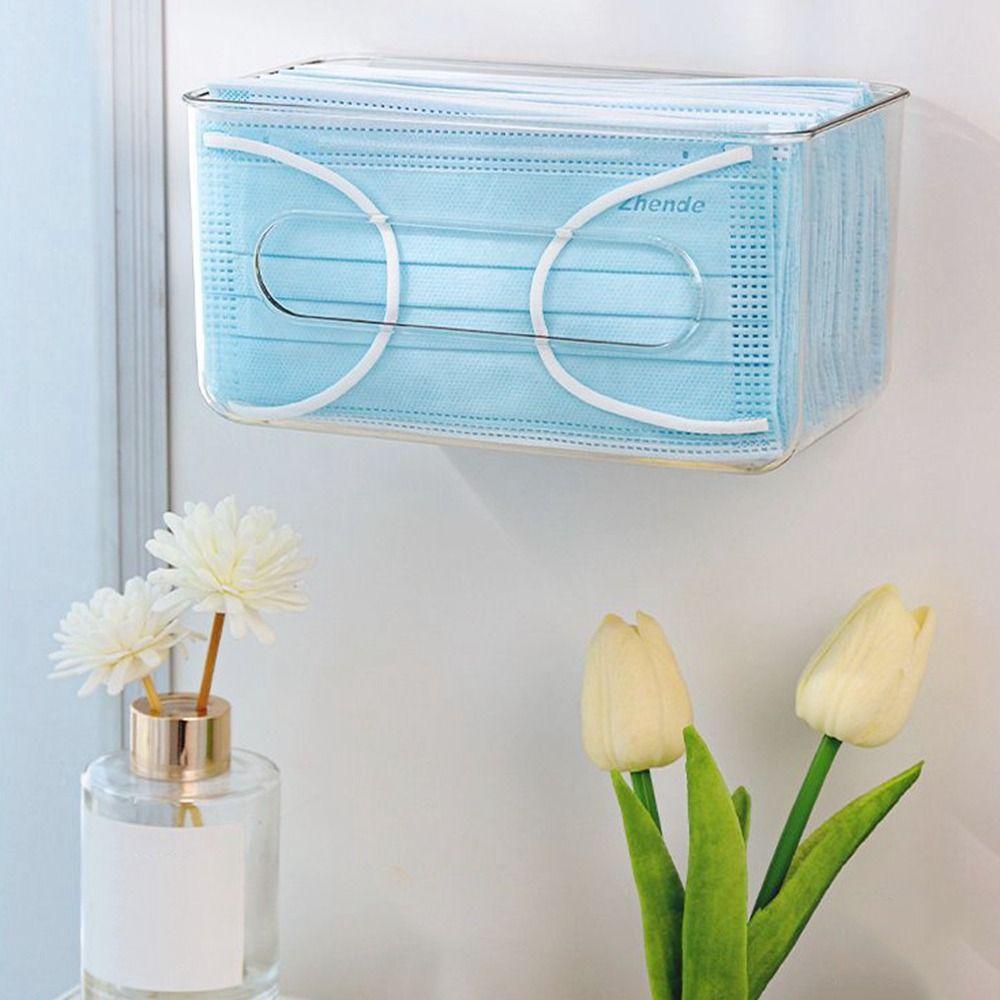 Plastic Disposable Mask Holder Free-punching Tissue Box Practical Mask Box  Home