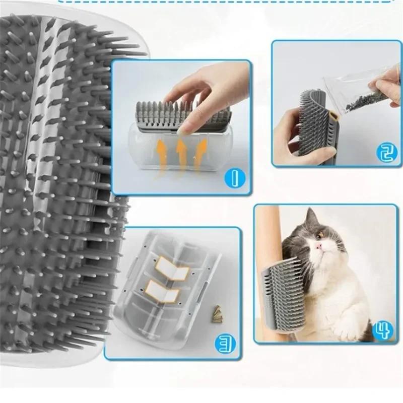 Katzen Eckbürste Kamm, Katzenmassage Fellpflege, Katzen bogenförmiges Kunststoff Selbst reinigendes Kratzbrett Produkt