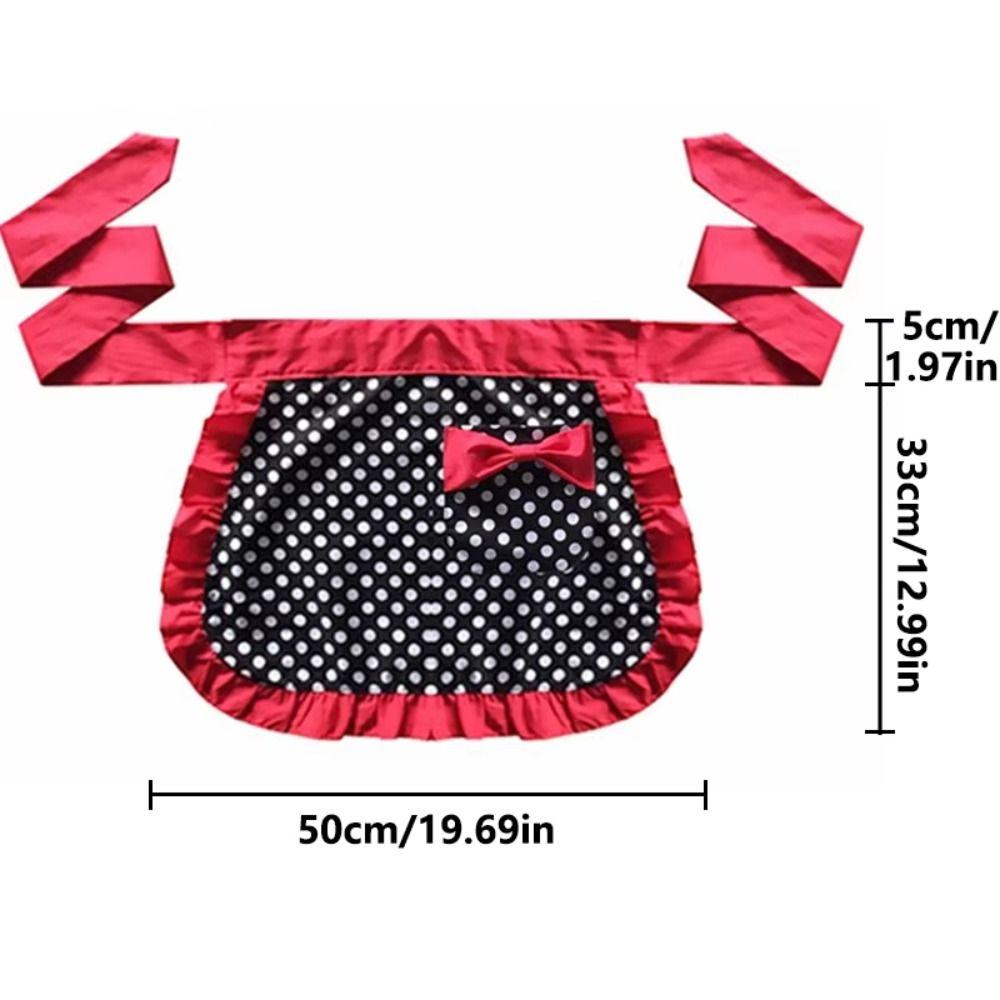 Cotton Half Apron Small Dot Hotel Apron Fashion Working Clothes  For Women Girls
