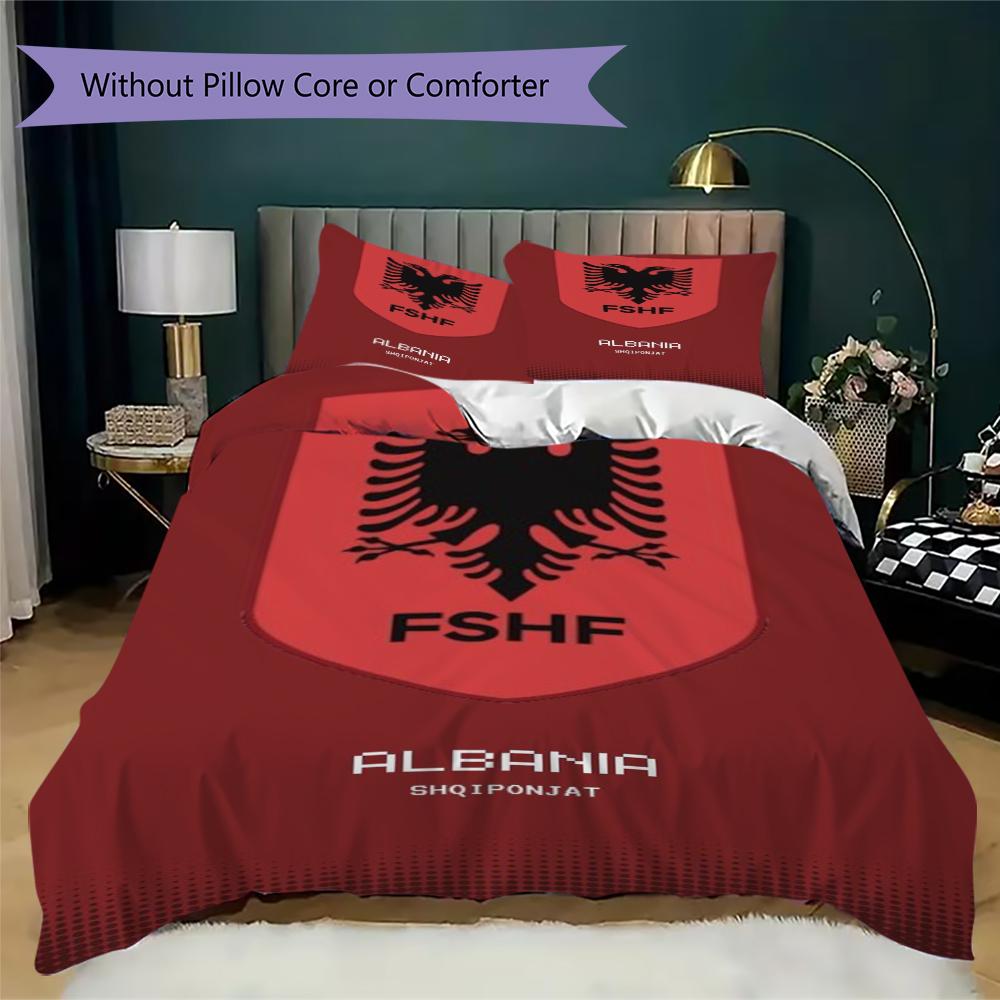 Republiken Albanien Mönster Sängkläder Täcke Täckeöverdrag Örngott Heminredning Födelsedagspresent (1 * påslakan + 2 * örngott utan kärna)