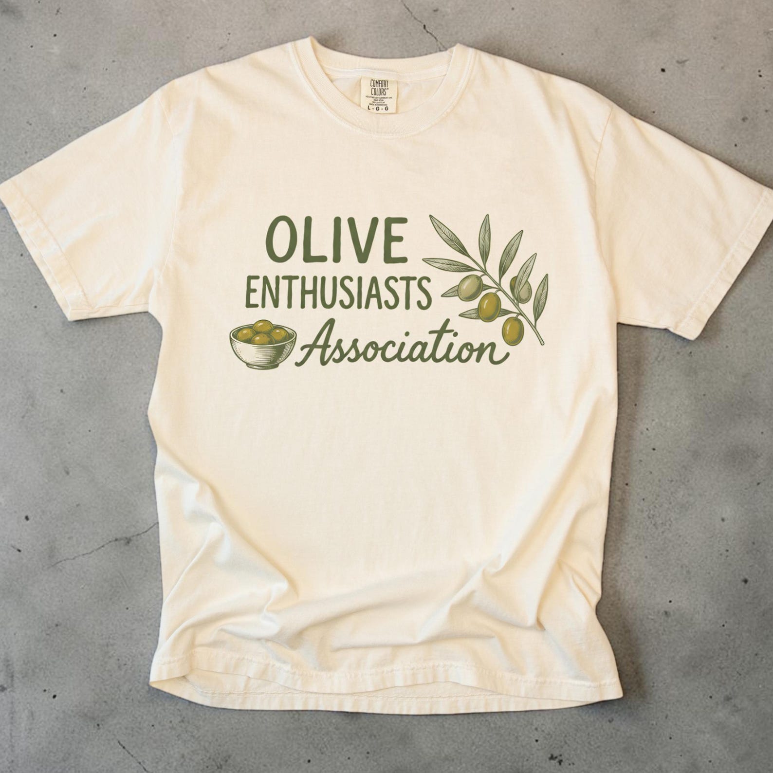 Olive Enthusiasts Association Shirt, Olive Tree Tee, Unisex Foodie Gift, Olive Lover Shirt, Comfort Colors 1717, Mediterranean, Food Lover 4XL