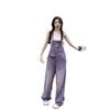 Women's Retro Purple High-Waist Denim Overalls - Slimming, Loose, Wide-Leg Jumpsuit for Spring & Summer