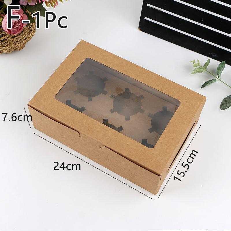 1PC Cupcake Muffin Pastry Packaging Box Gift Boxes 2/4/6 Hole Kraft Paper Box Cake Box Party Supplies