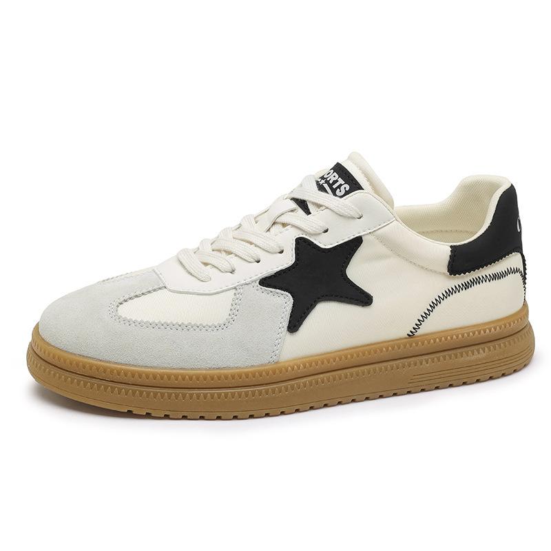 Casual sports board shoes men's autumn and winter men's versatile color matching leather lace-up retro German training men's shoes