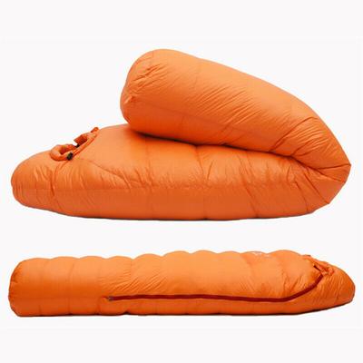 Saco de dormir para acampamento, muito quente, penas de ganso branco, adulto, estilo múmia, tipo de espessura para viagens ao ar livre no outono, inverno