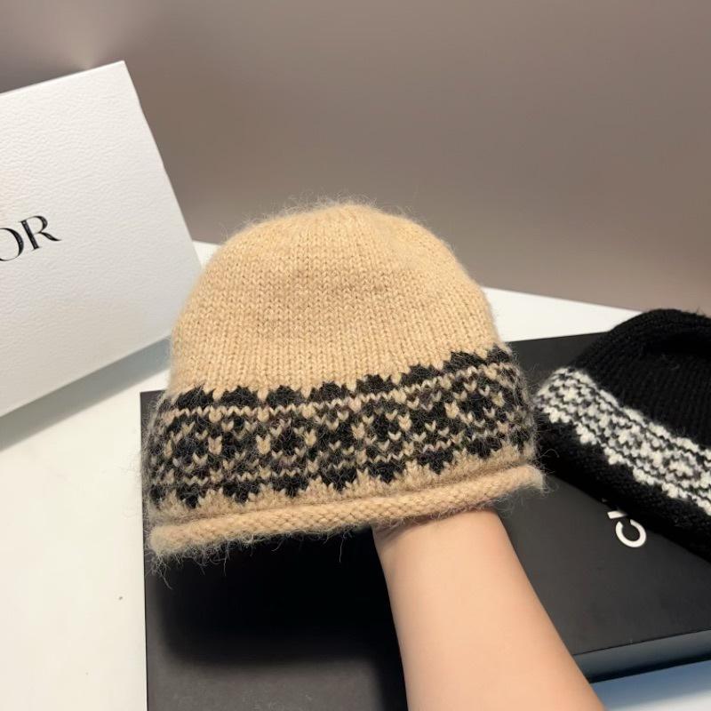Niche Wool Blended Internet Celebrity Versatile Casual Jacquard Knitted Hat Ear Protection Warm Fisherman Basin Hat Men and Women