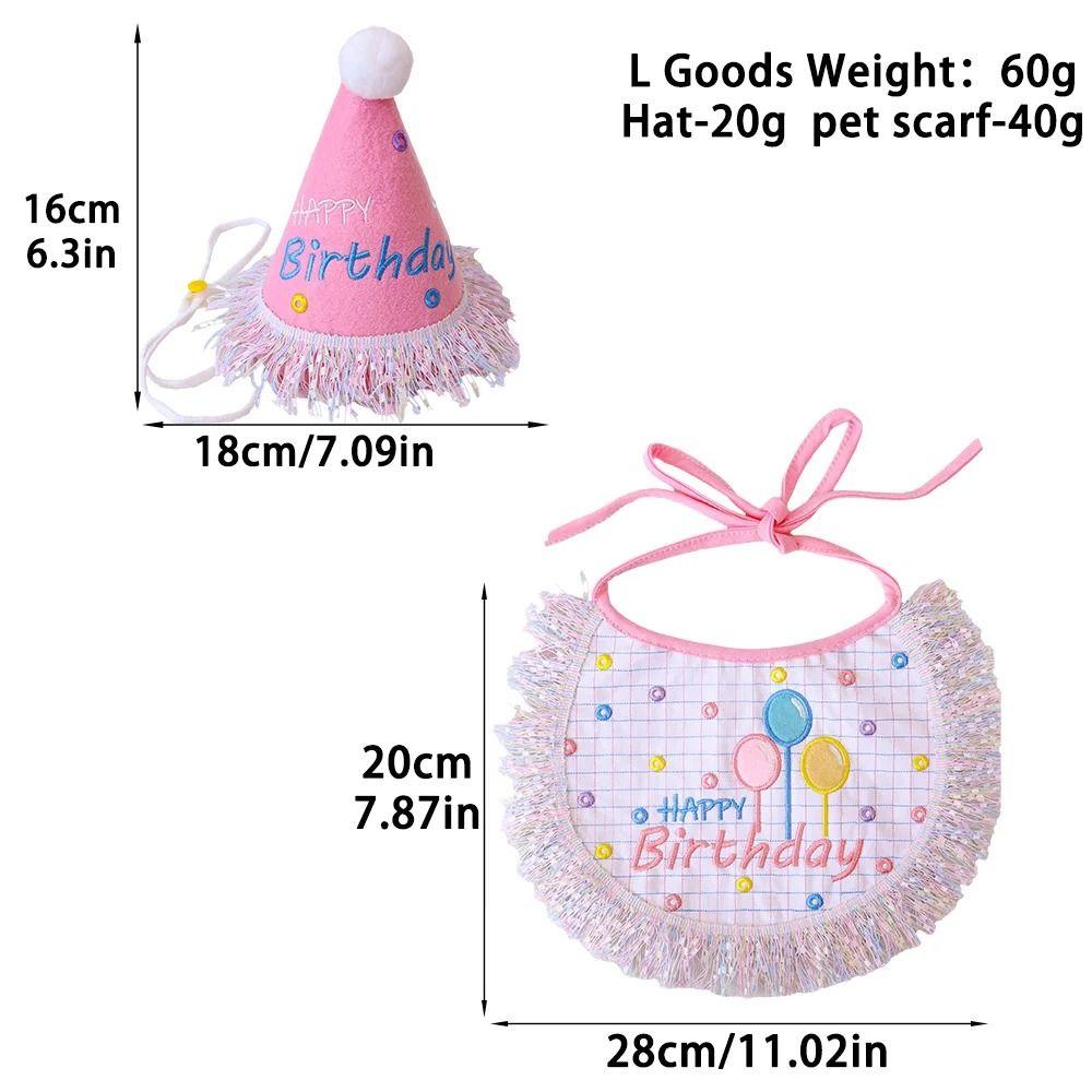 Double-sided Pattern Pet Scarf Anti-saliva Polyester Pet Tassel Party Scarf Tassel Design Birthday Celebration Atmosphere