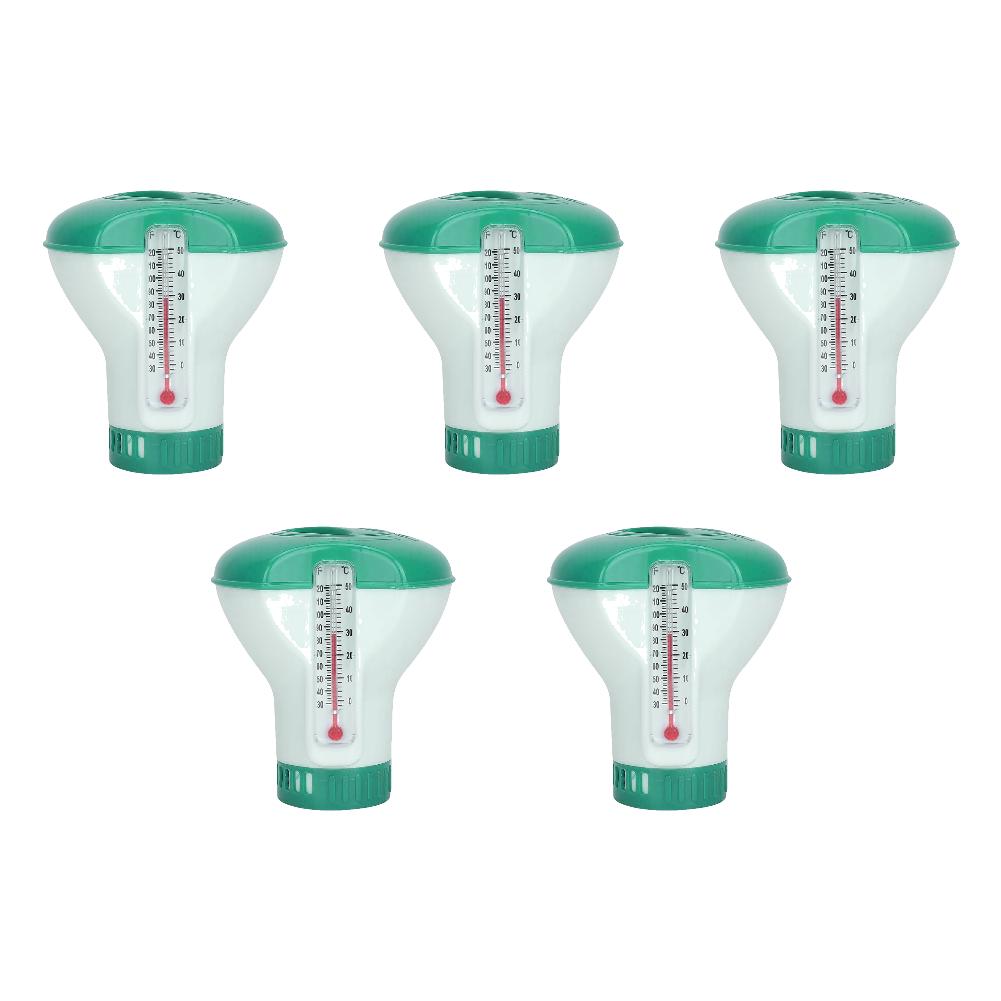 Floating Chlorine Dispenser Water Disinfection Purifier with Thermometer Adjustable Chemical Delivery Tablets Cleaner for Pool