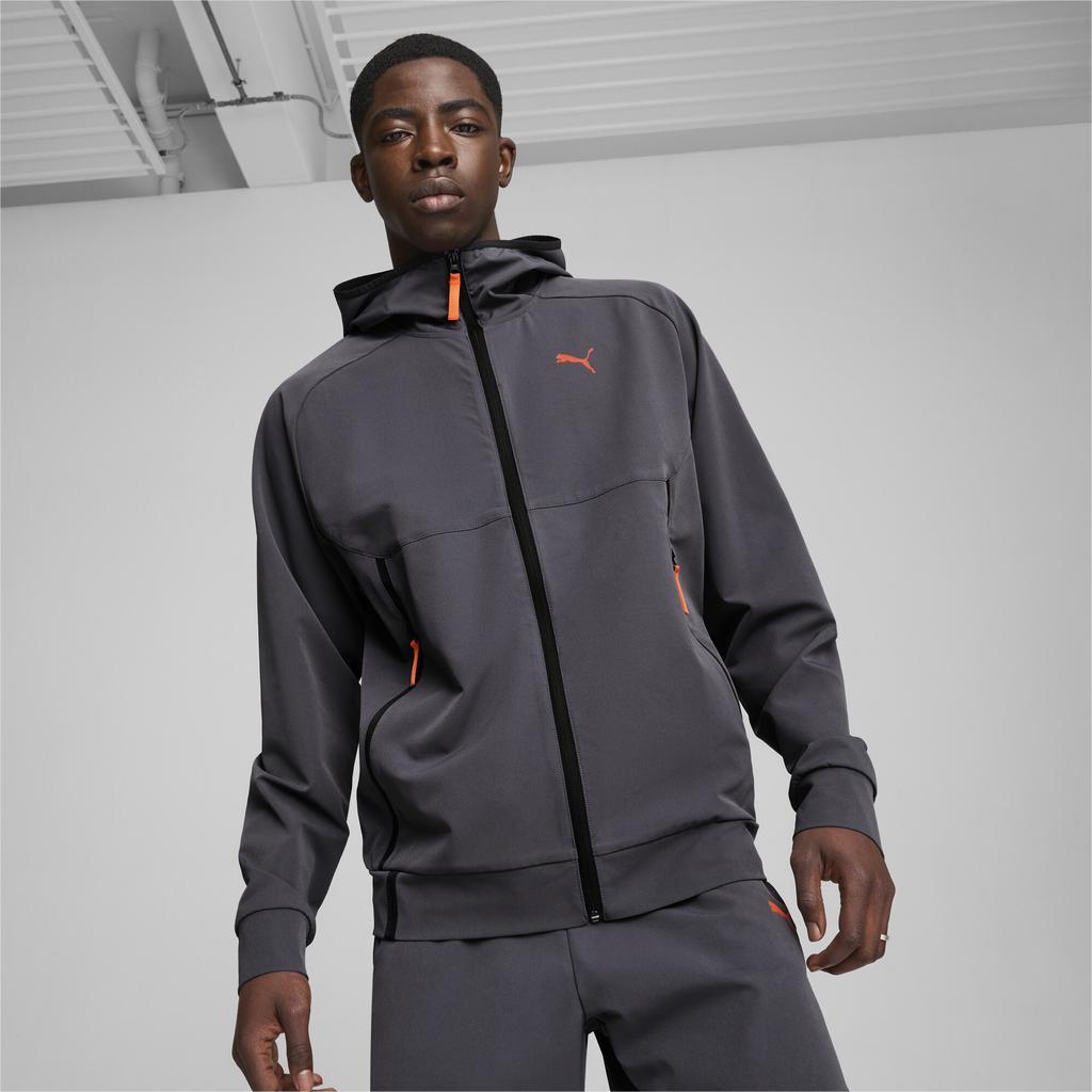 PUMA Color Block Design Comfortable Hooded Long Sleeve Zipper Cardigan Sweatshirt Unisex outerwear Galaxy-Gray 626178-69