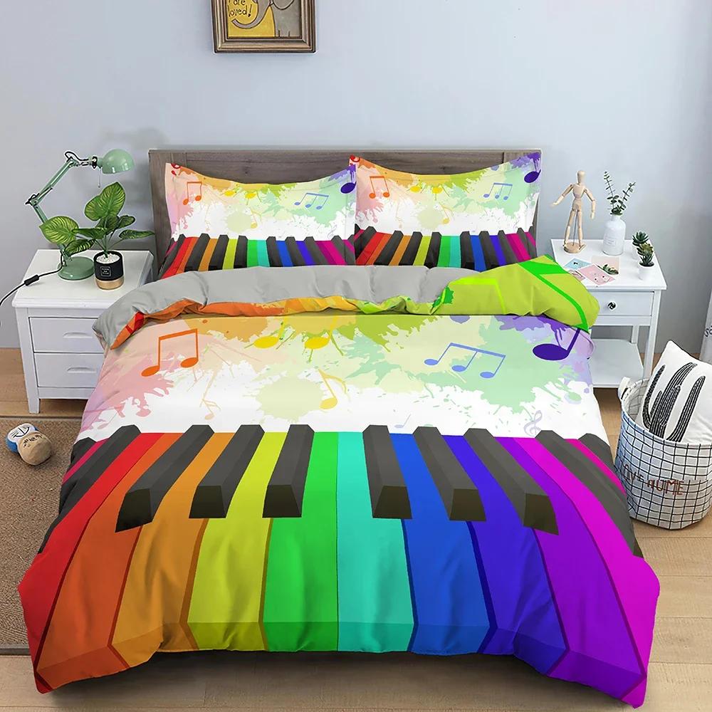 Music Pattern Piano Key Bedding Set Single Twin Double Queen King Cal King Size Bed Linen Set
