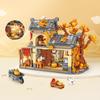 Creative Street View Mini Block Autumn Cottage Rural Courtyard Construction Building Brick House Figures Toy For Kids Gifts