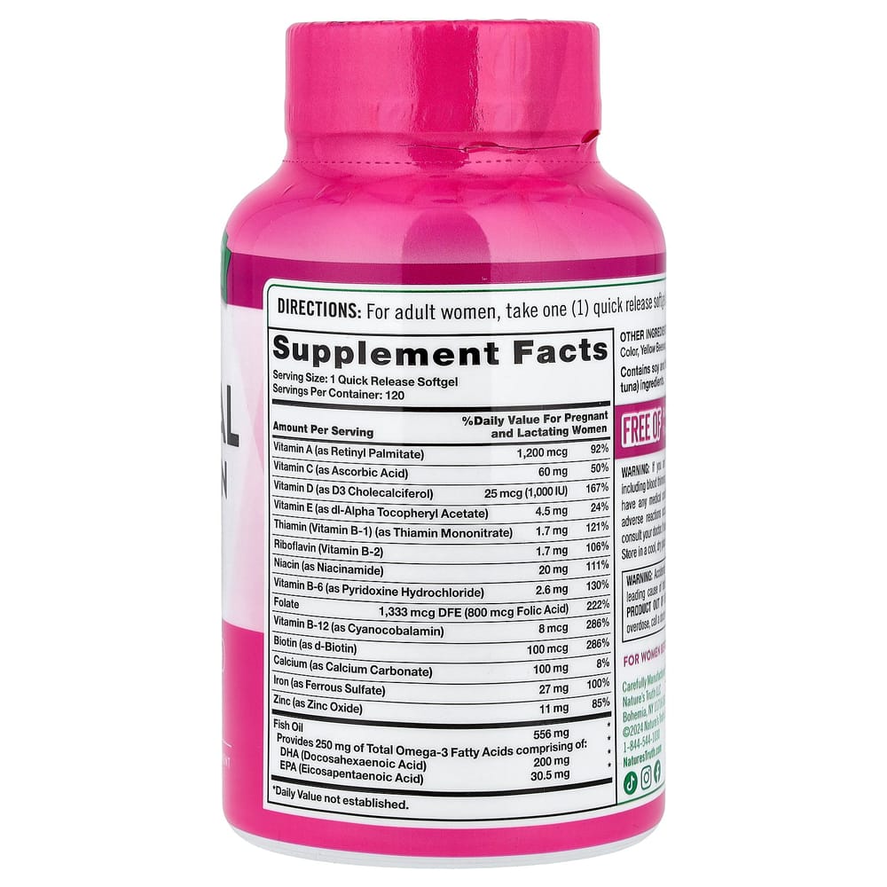 Nature's Truth Prenatal Vitamin + DHA Softgels, 120 Count