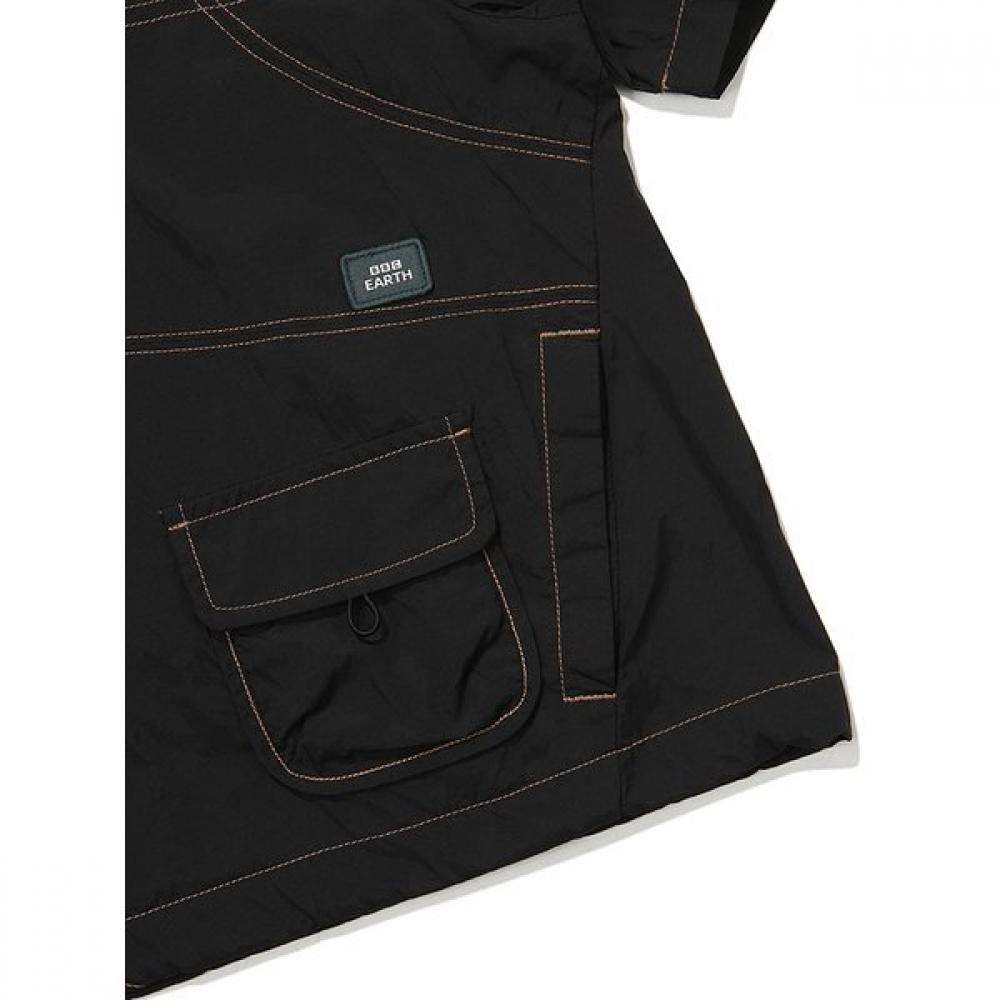 Earth Stitch Short Sleeve Anorak  Black 