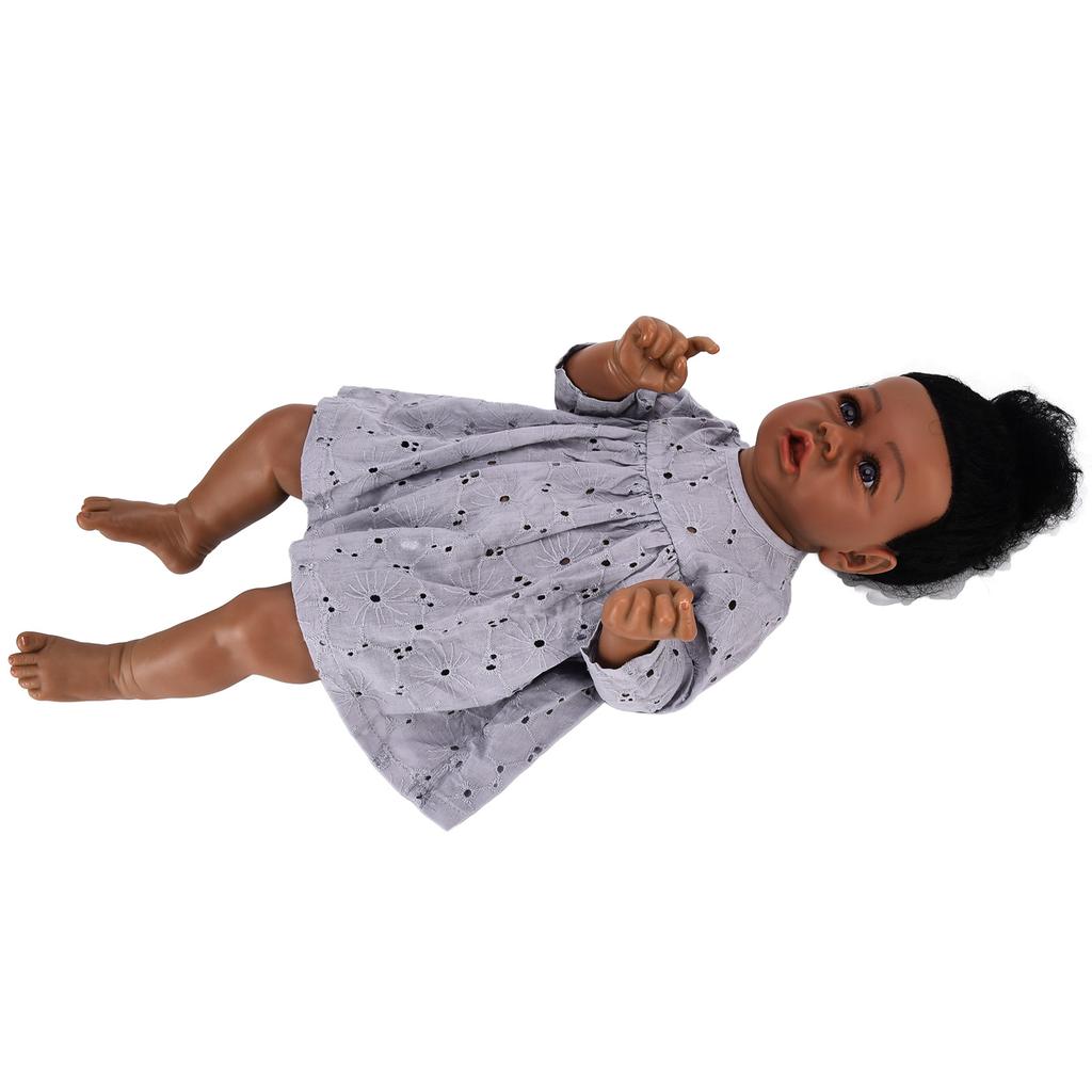 Reborn Babypuppen Realistische Afroamerikanische Schwarze Babypuppe 55 cm Geburtstagsgeschenk mit Spielzeug