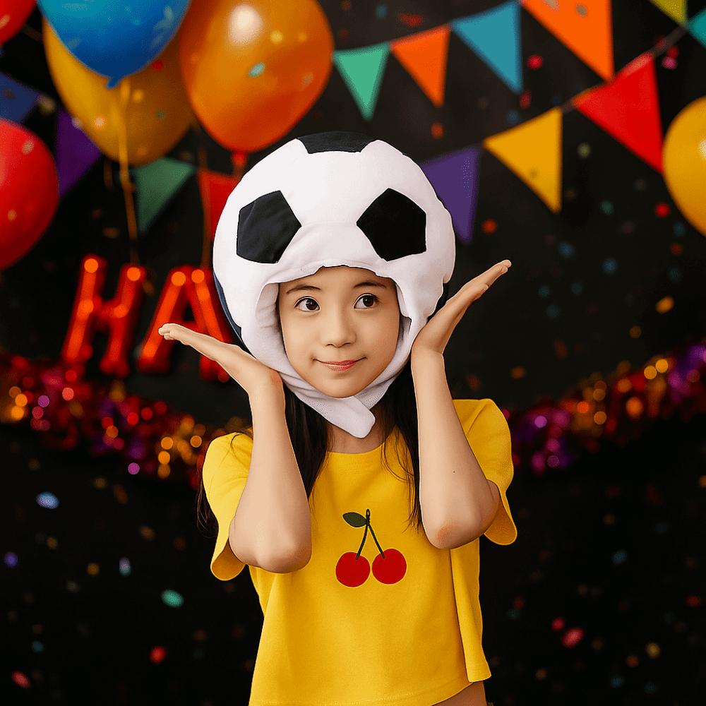 Novelty Cartoon Headgear Cap Funny Football Shape Hat Creative Plush Headgear  Cosplay Costume