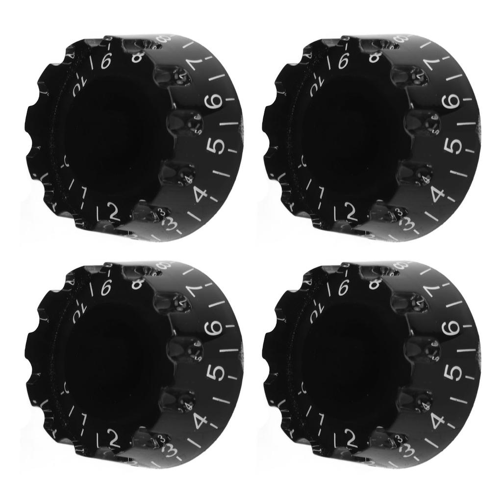 4Pcs Guitar Knob Plastic Professional 24 Fine Splines Bass Control Knob Replacement Black